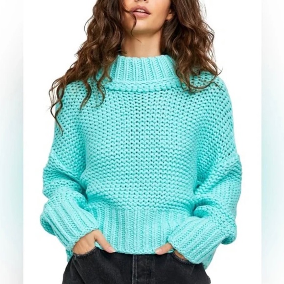 Free People Sweaters - Free People Aqua My Only Sunshine Sweater
